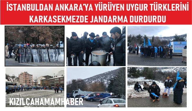 İstanbul'dan Ankara'ya yürüyen Uygur Türklerine Emniyet İzin vermedi 