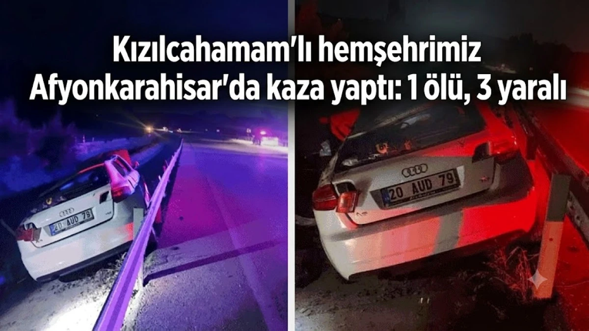 Afyonkarahisar'da kontrolden &ccedil;ıkarak bariyerlere &ccedil;arpan otomobilde 1 kişi &ouml;ld&uuml;, 3 kişi yaralandı.