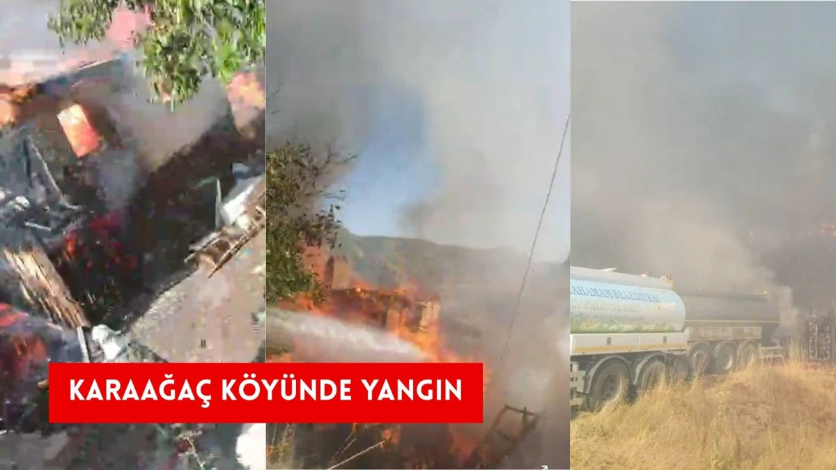 KARAAĞAÇ KÖYÜNDE YANGIN ÇIKTI