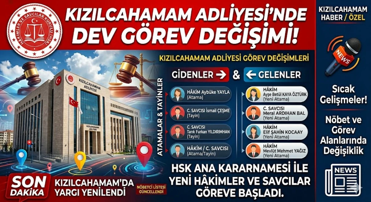 Kızılcahamam Adliyesi'nde G&ouml;rev Değişimi: Yargı Kadrosu Yenilendi