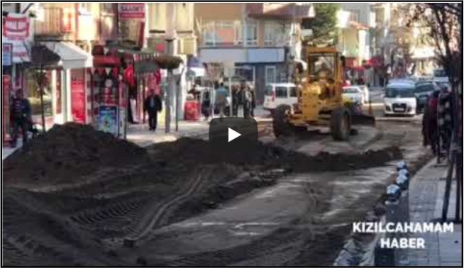 Kızılcahamam da caddelerdeki son kilitli taşlarda kaldırılıyor